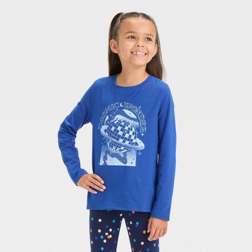 Girls' Long Sleeve 'Cosmic Wonder' Graphic T-Shirt - Cat u0026 Jack™ Royal Blue